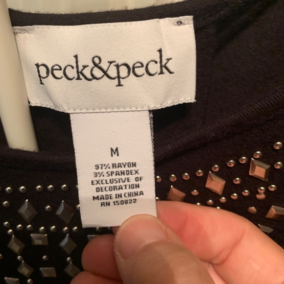 Peck&Peck rayon and spandex metal studded top/tunic. Worn 2x - Picture 3 of 5